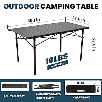 Amazon.com: WILDROOTS Folding Camping Black Table with Carry
