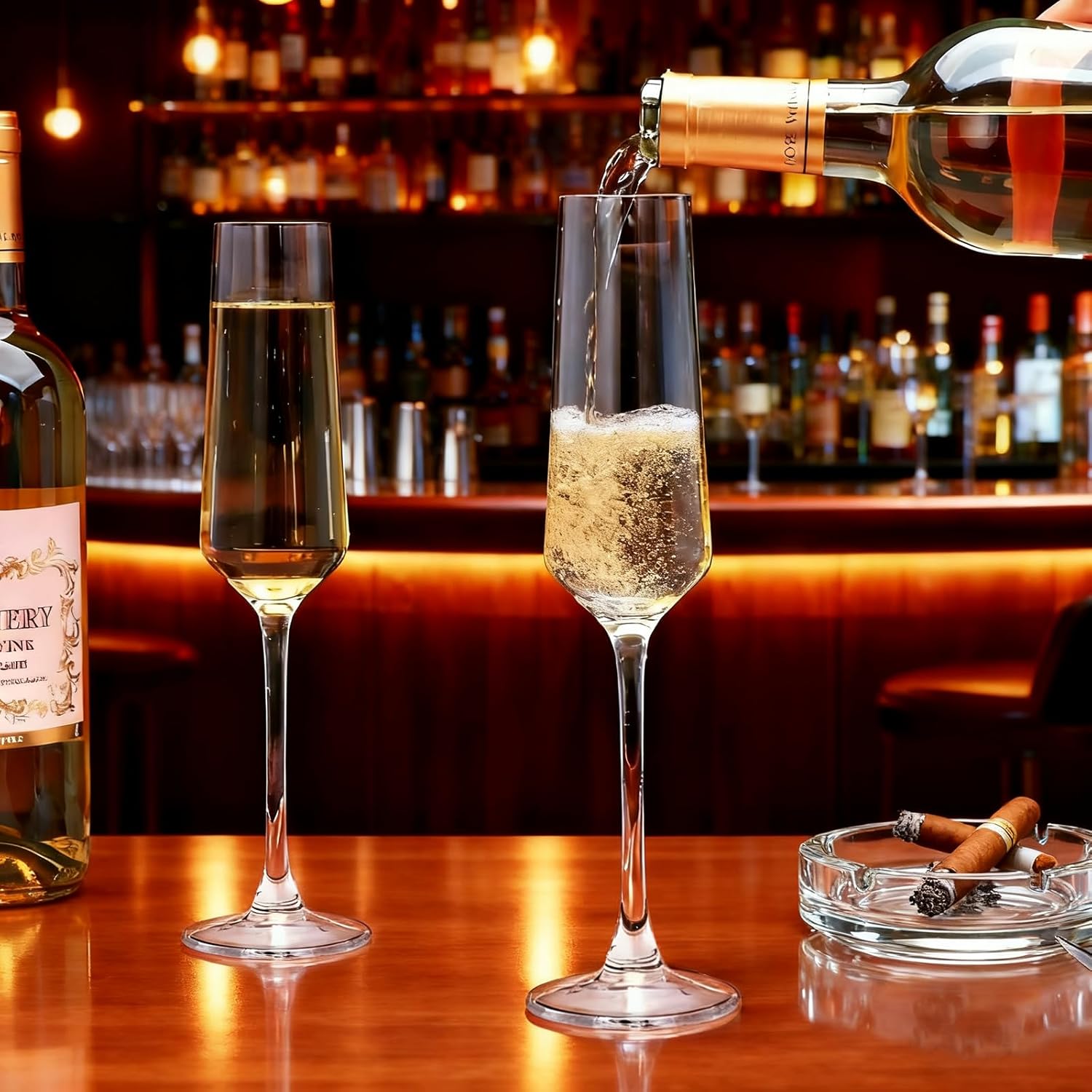 Champagne Flutes 7.5oz, Champagne Glasses Set of 6,Unique Gift for Birthday, Wedding, Anniversary, Wedding Toasting Glasses for Home Bar, Parties - Image 6