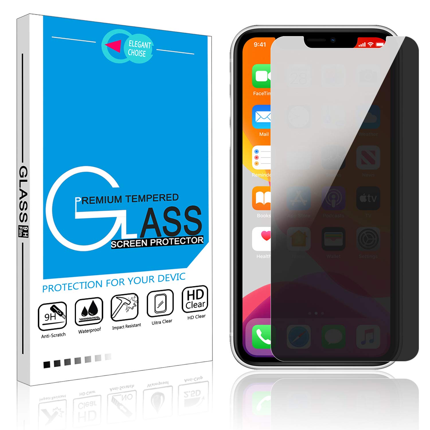 Elegant Choise Designed for iPhone 12 Pro/iPhone 12 Privacy Screen Protector, Anti-Spy Tempered Glass Screen Protector Anti-Scratch Anti-Peep Shield Designed for iPhone 12 Pro/iPhone 12