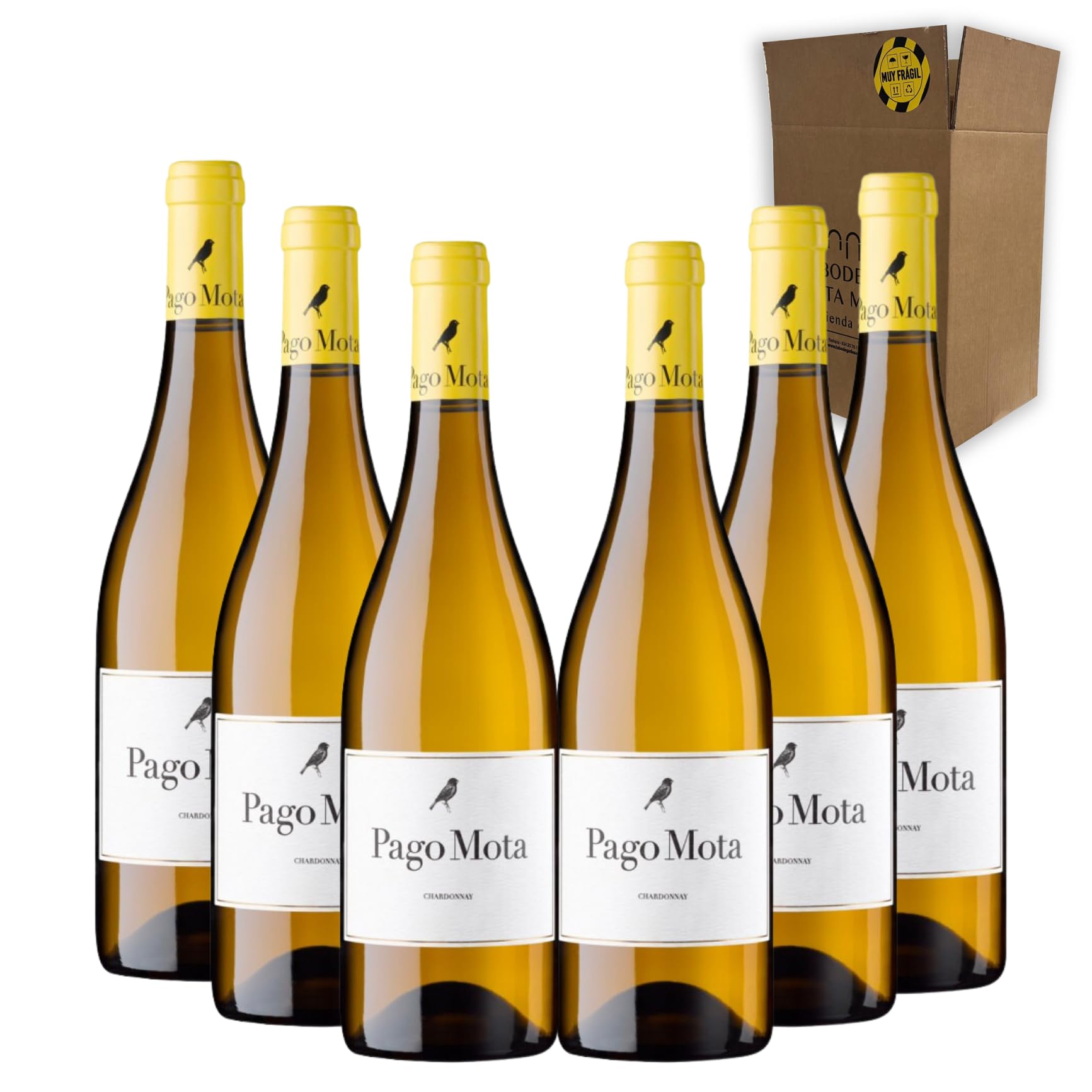 Pago Mota Chardonnay - Ideal para Maridar con Pescados y Arroces - Pack 6 Botellas 75cl