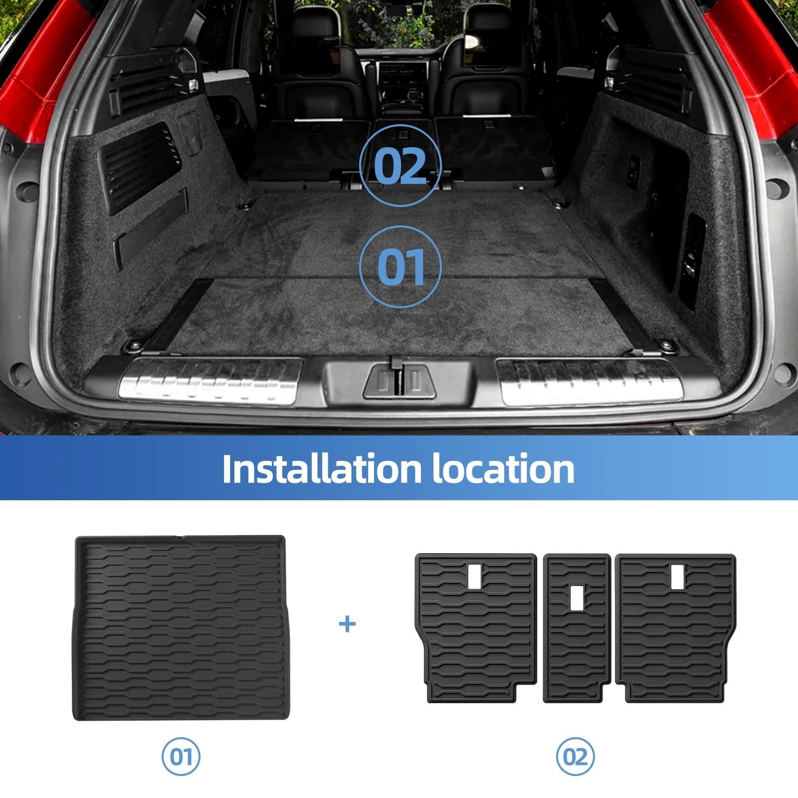 maty samochodowe Do Range Rover Sport L461 2023-2026 | Dywaniki samochodowe Wykładzina bagażnika Podkładka do bagażnika(Trunk pad 2pcs)