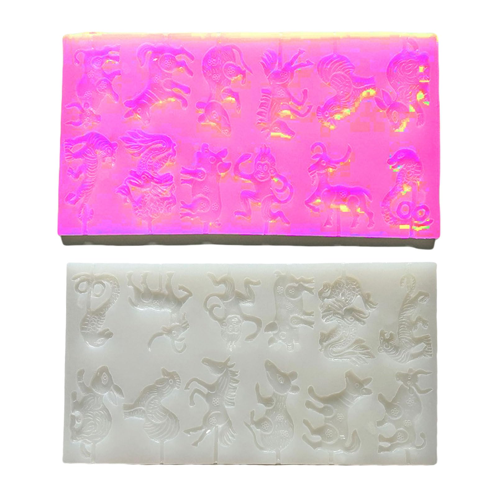 Molde de silicona flexible con forma de animal del zodiaco hecho en casa para golosinas y manualidades de grado alimenticio