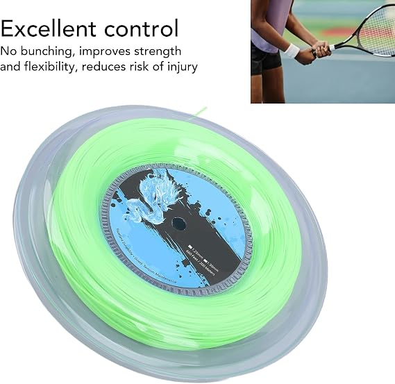Tennis String - String Set and 200m Reel Polyester | High Elastic Racket 200M for Training Fluorescent Green with Optimal Control Softness Power Enhances Performance