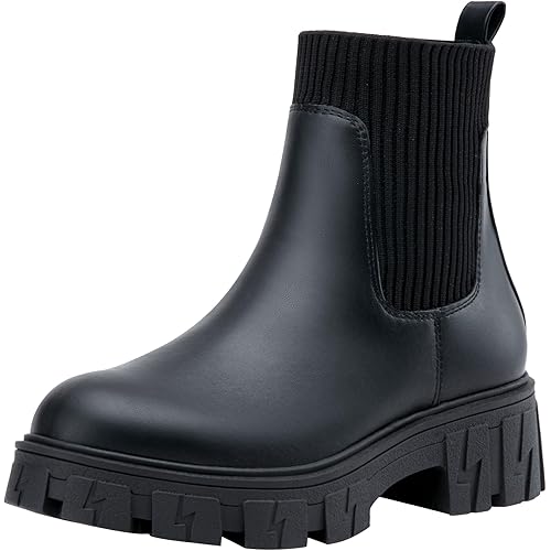 Jeossy Women's 9610 Ankle Boots,Chelsea Platform Chunky Heel Elastic Lug Sole Booties