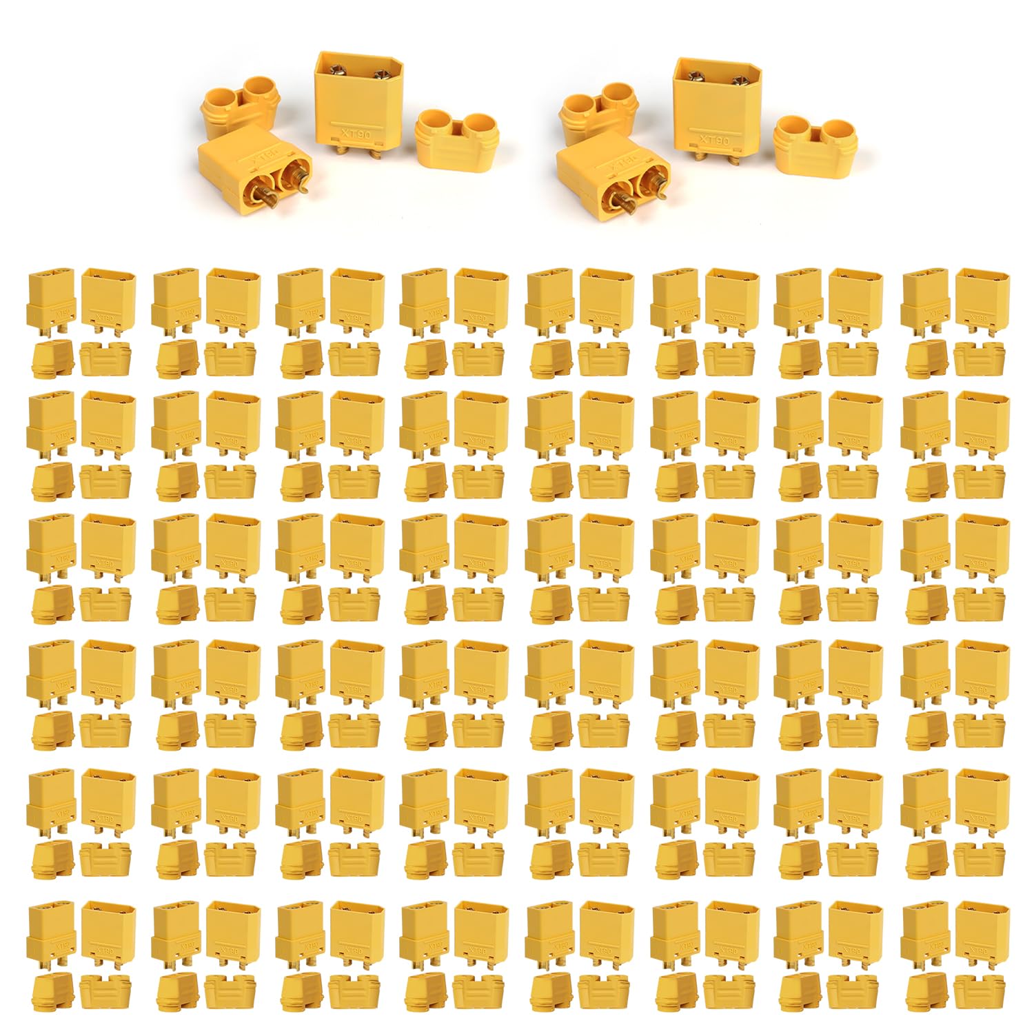 TMH 50 Pairs XT90 Connector with Heat Sheath XT-90 Male Female Bullet Connectors Power Plugs for RC Lipo Battery Motor (Pack of 100)