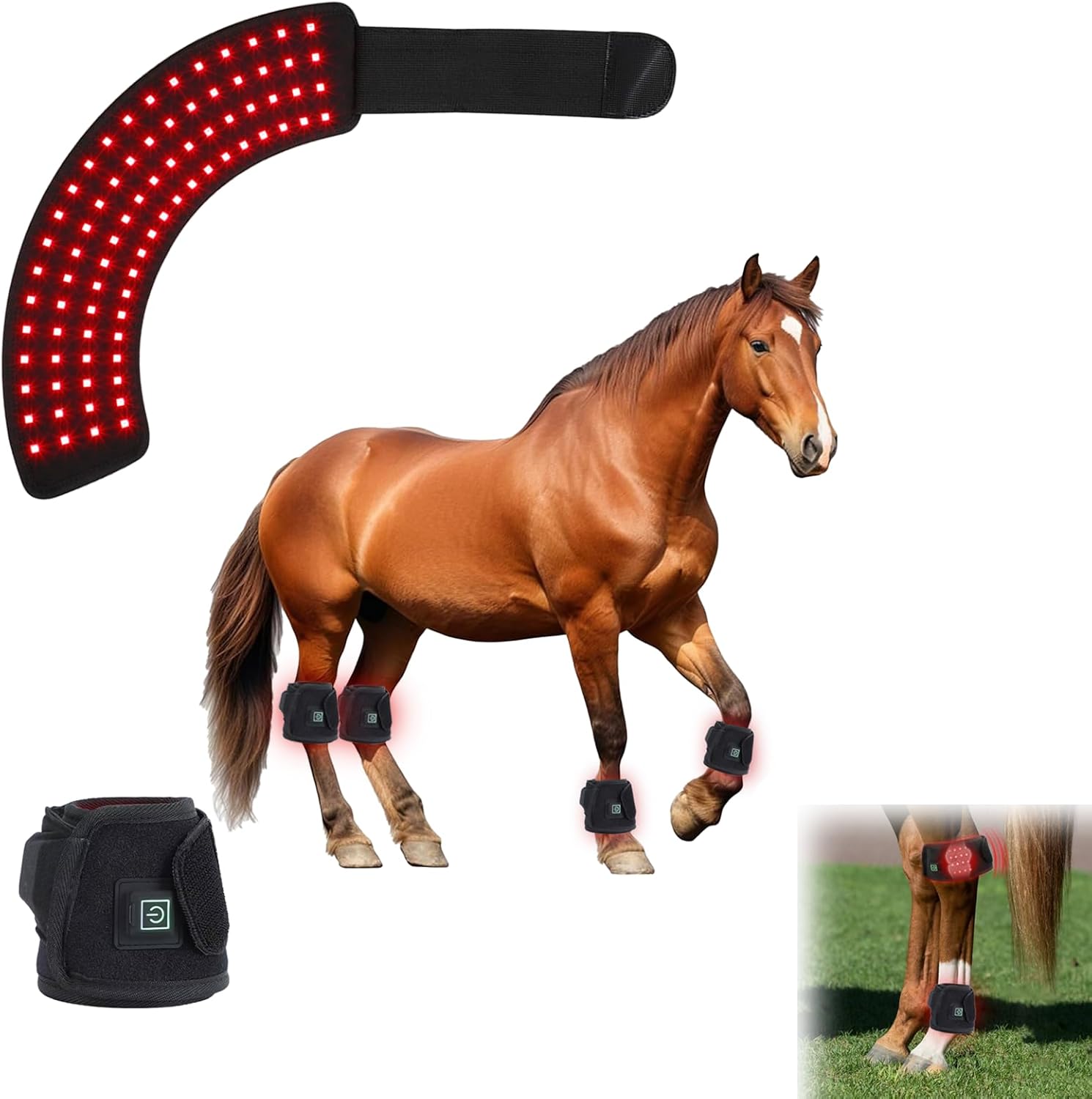 Red Light Therapy for Horses, Portable Wearable Equine Red Light Therapy for Horse Hoof, 660nm/850nm Adjustable LED Red Light Therapy Mat for Equine Hoof and Hock Pain Relief (1PCS)
