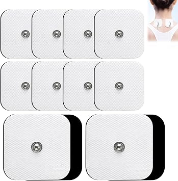 TENS Machine Pads 50 x 50mm, 12 Pcs Latex-Free Replacement Electrode Pads with 3.5mm Stud Connectors, Self-Adhesive TENS Pads for Muscle Relief, Compatible with BEURER SANITAS and Most TENS Machines