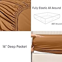 Vista 5 de PHF Sábana bajera ajustable 100% rayón derivado de bambú, tamaño Twin, bolsillo profundo de 16", 1" más ancho, elástico fuerte, fácil ajuste