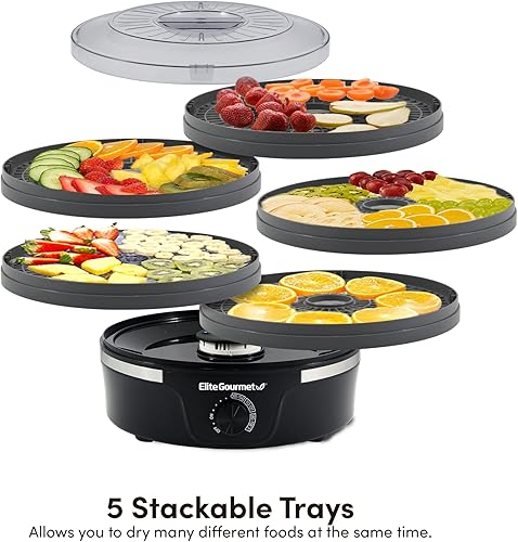 Vista 18 de Elite Gourmet EFD-313B Deshidratador programable de alimentos, deshidratador de alimentos, controles de temperatura ajustables, hierbas cecinas