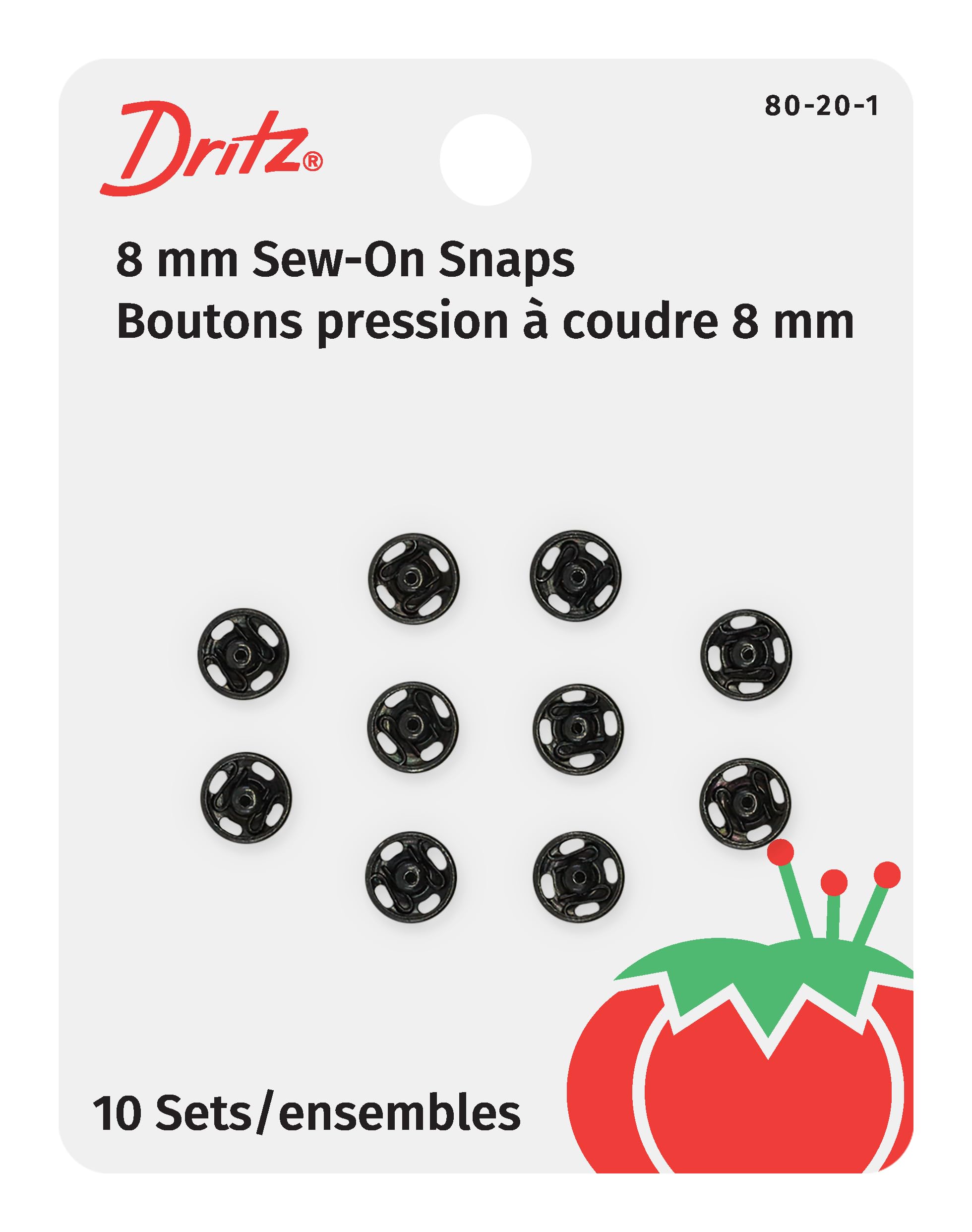 Dritz(R Black Sew-On Snaps - Size 2/0 10/Pkg