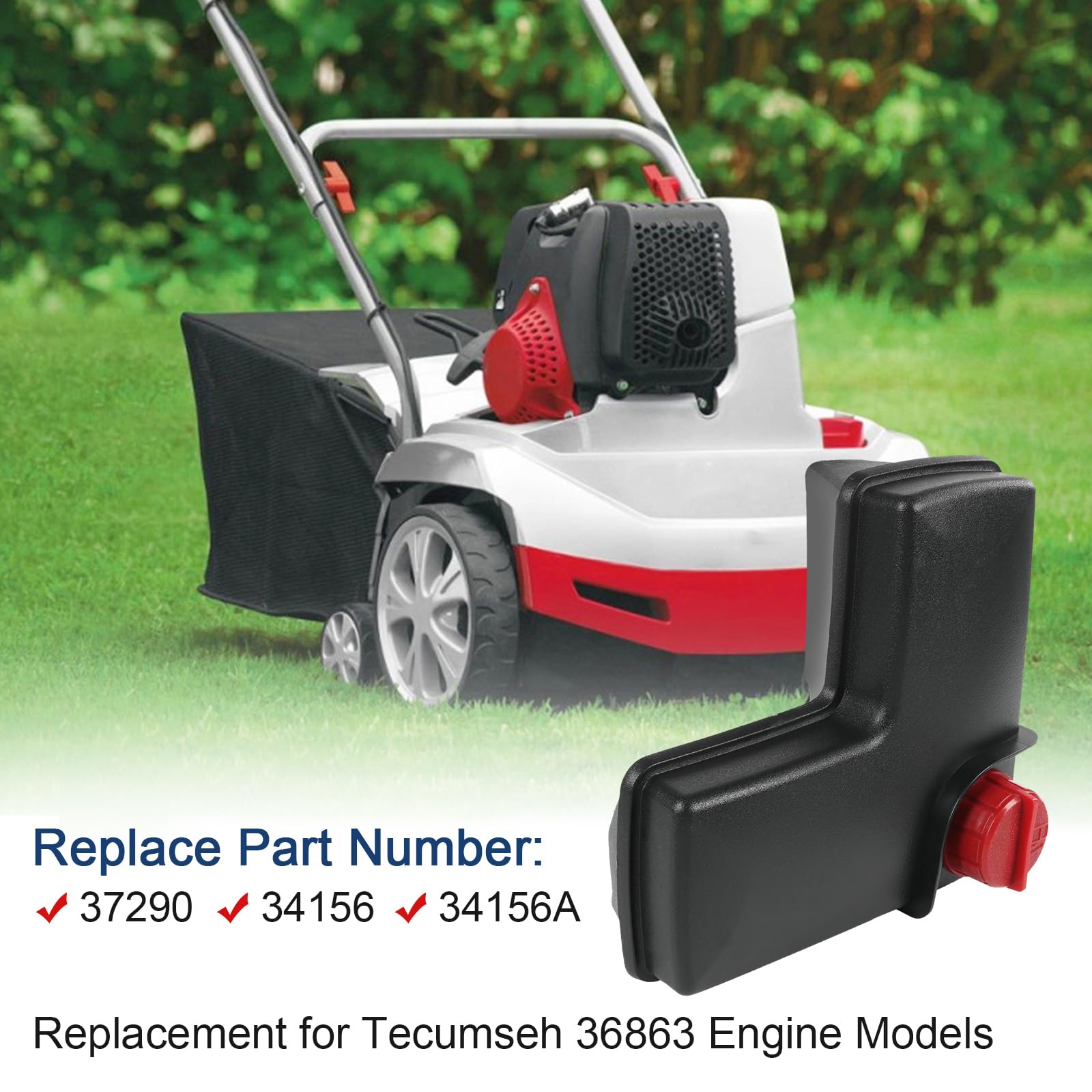 Depósito de combustible 36863 compatible con motores de equipos de césped y jardín | Repuesto para Tecumseh 36863 36752 compatible con OHH45, OHH50, OHH55, OHH60, OHH65, OHSK55