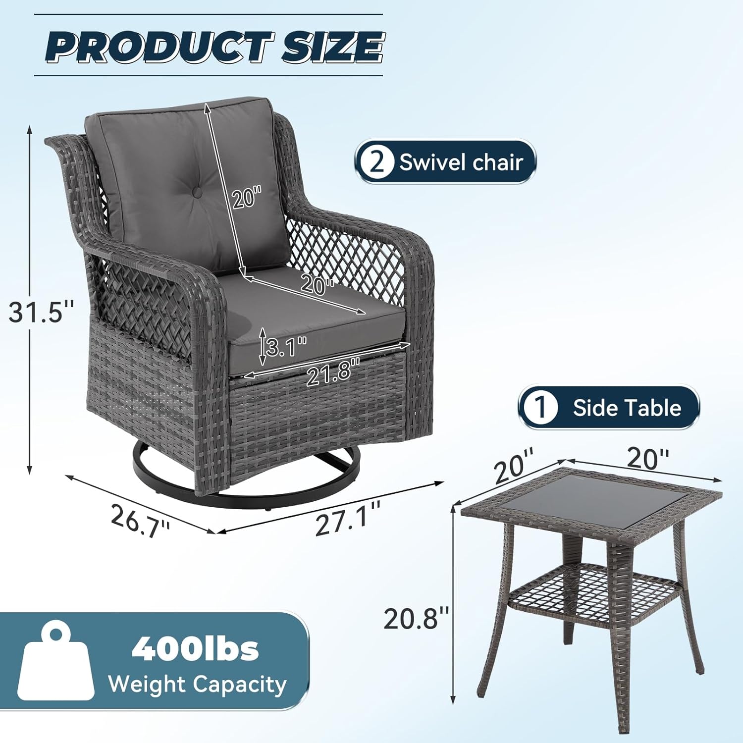 Elevate Your Outdoor Relaxation: Review of the 3-Piece Swivel Wicker Patio Set