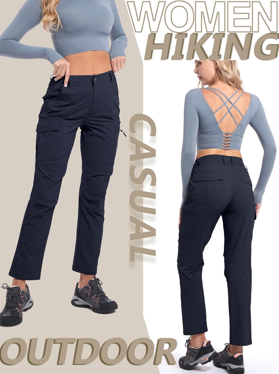 Women's Cargo Lightweight Hiking Pants Casual High Waisted Athletic Outdoor Travel Trousers with Pockets - Image 6