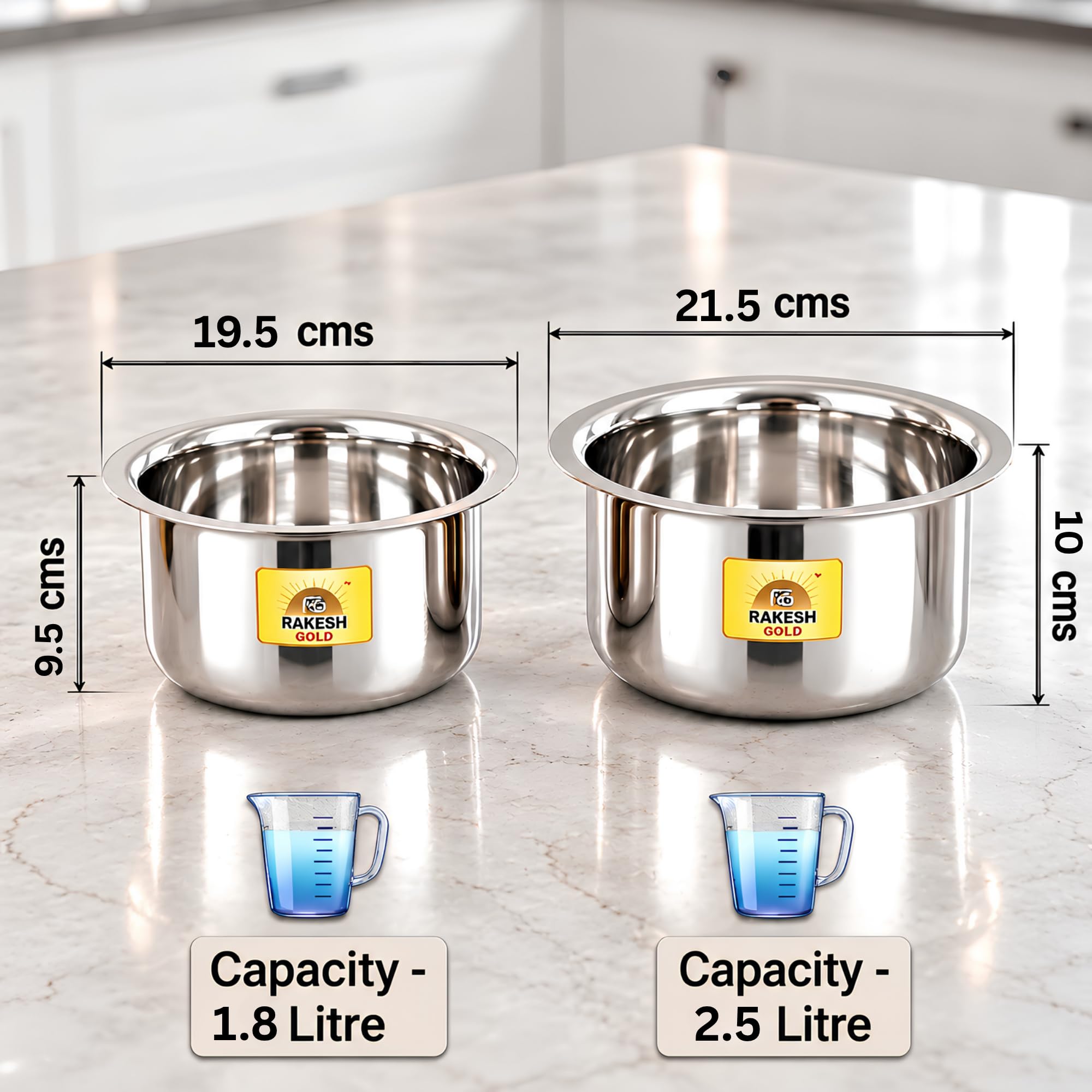 Rakesh Gold Stainless Steel Tapeli Set - 1.8L & 2.4L -2