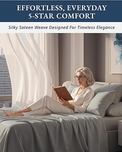 Miniatura 5 de LANE LINEN - Sábanas tamaño matrimonial 100% algodón egipcio, sostenibles, calidad de hotel, gruesas, regulación natural de la temperatura, de