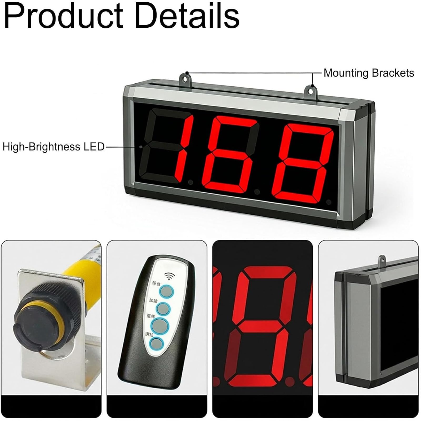 MObyat Contador Digital Industrial De 3 Dígitos, Contador Digital Led De 3 Pulgadas, Inducción Sin Contacto De 0 A 5 M, Memoria De Apagado, Conteo Automático hasta 999, para El Conteo De Cajas