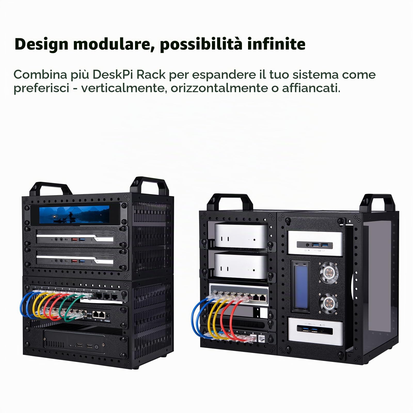 GeeekPi DeskPi RackMate TT - Mini armadio server per mini PC, rete, server, audio e apparecchiature video