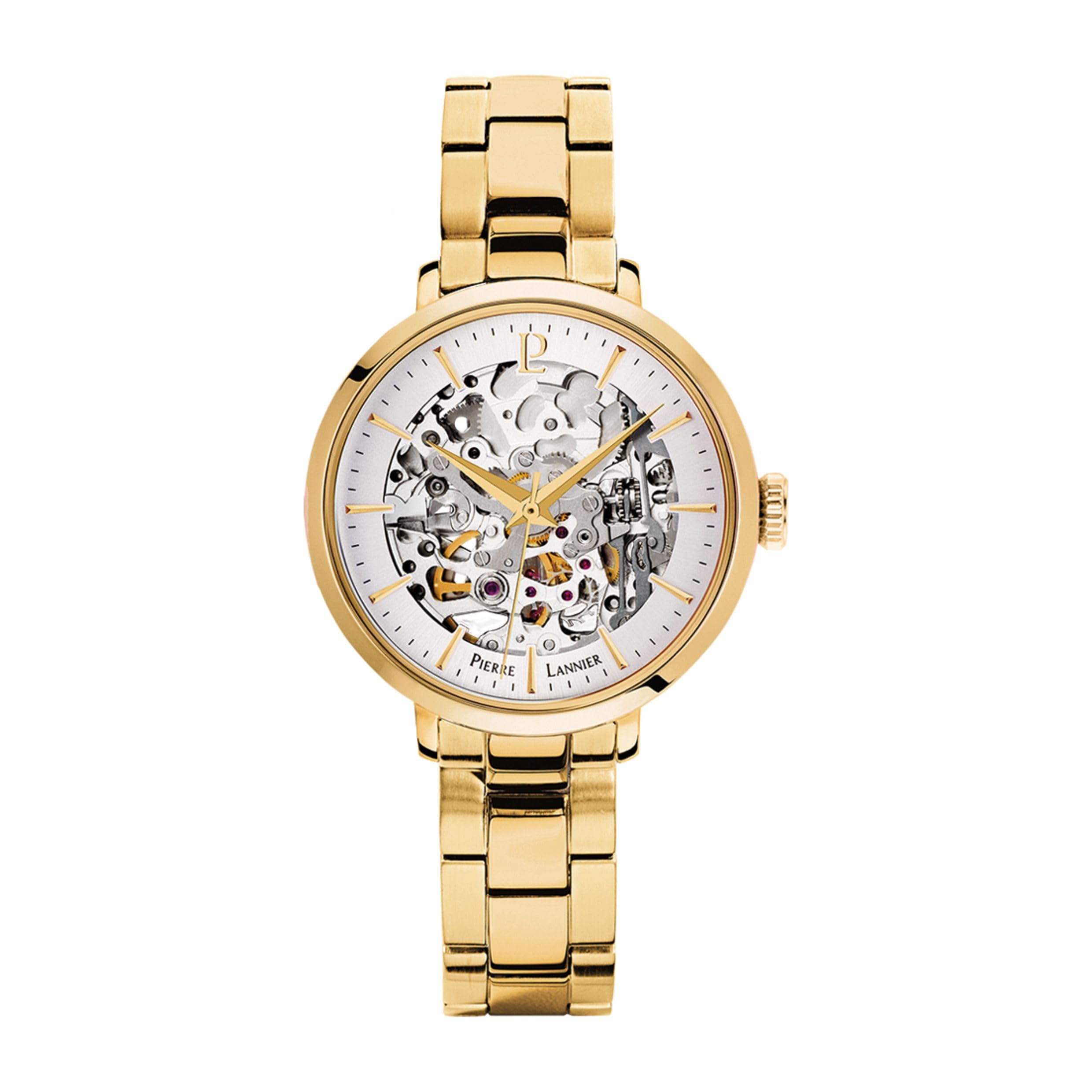 Pierre Lannier Automatikuhr für Damen, Stahl, vergoldet, 305D528, Schwarz, Armband
