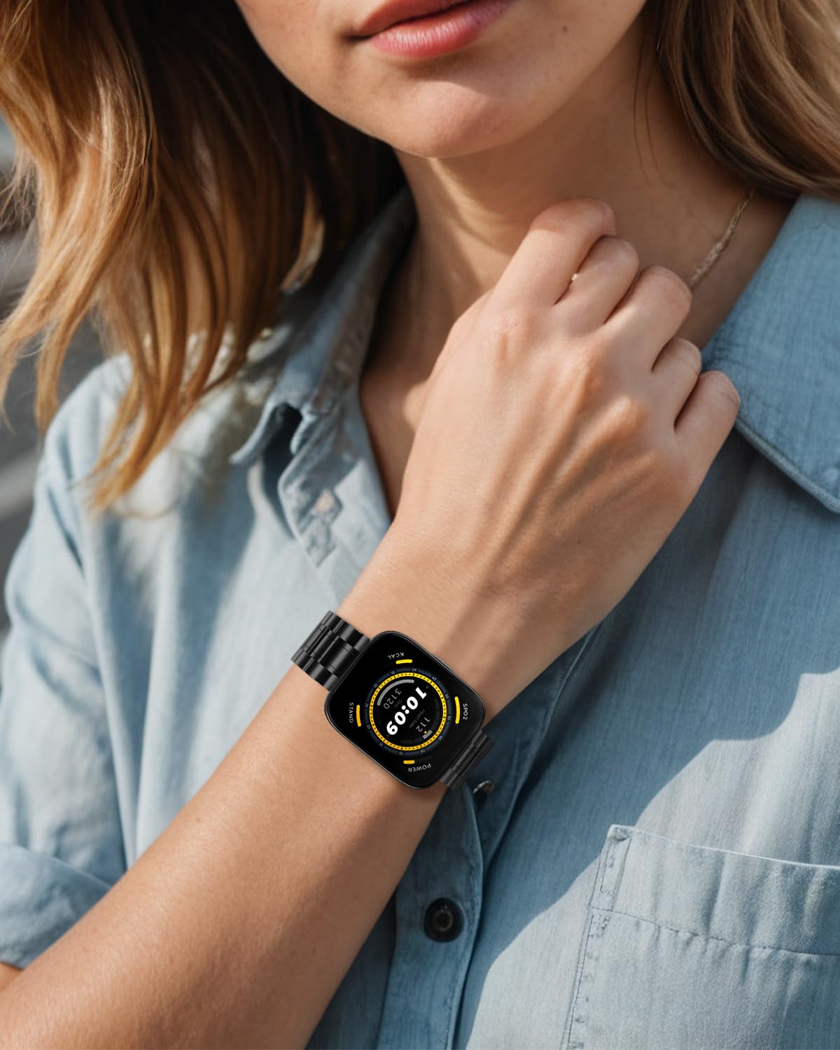 iHoxstrapie Cinturino Compatibile con Amazfit Bip 5 46mm, Bracciale in Metallo da 22mm in Acciaio Inossidabile Cinturino di Ricambio per Amazfit Bip 5