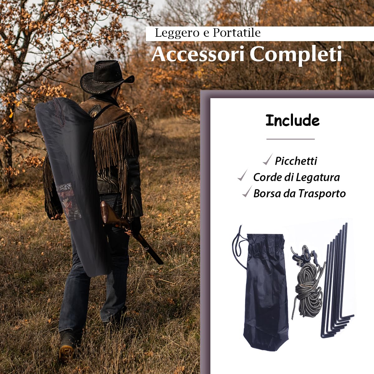 COSTWAY Tenda da Caccia Portatile per 3 Persone con Visione a 360°, Tenda a Terra Impermeabile con Borsa, Cinghie e Picchetti