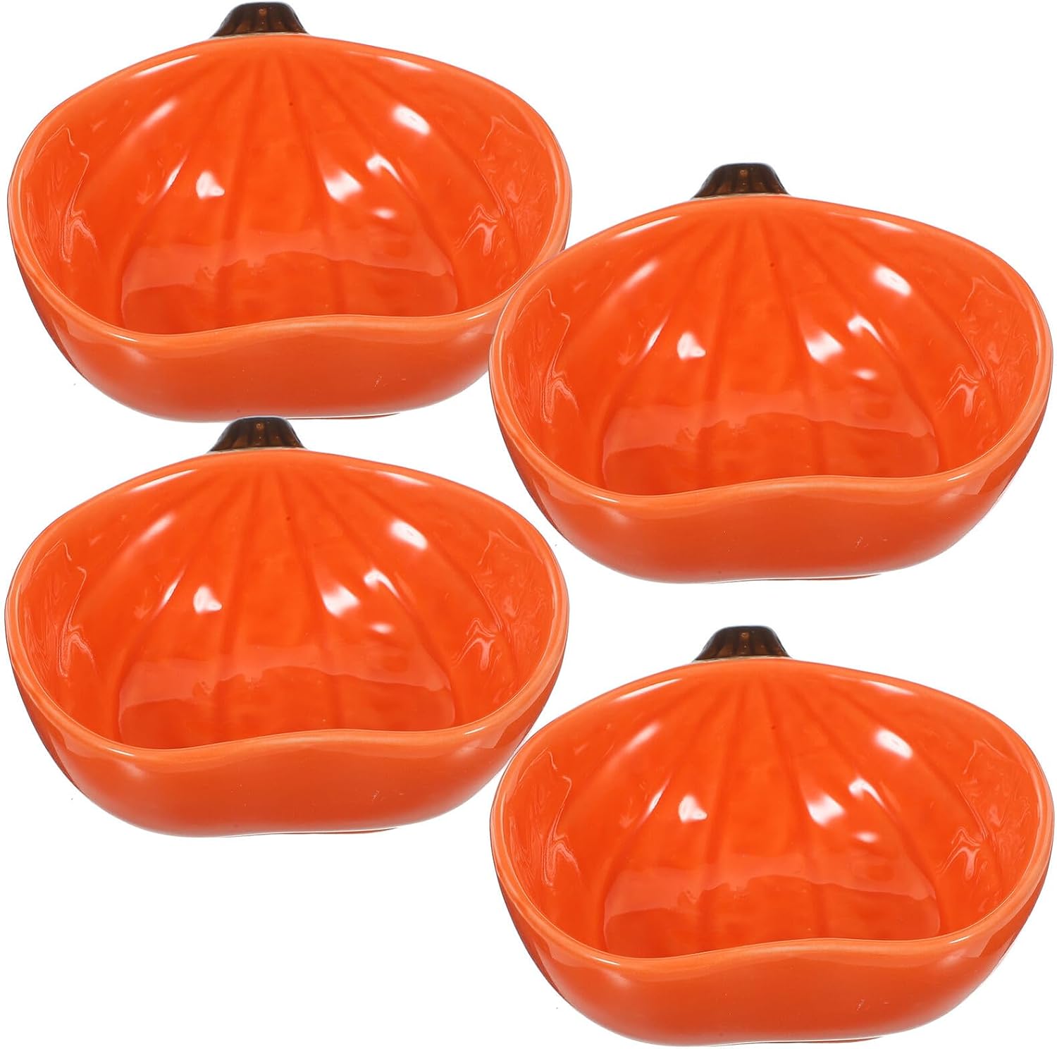 VICASKY 4pcs Ceramic Hamster Feeding Bowls Small Animal Snack Bowls Pumpkin Shape Pet Water Dish for Hamsters Guinea Pigs Hedgehogs