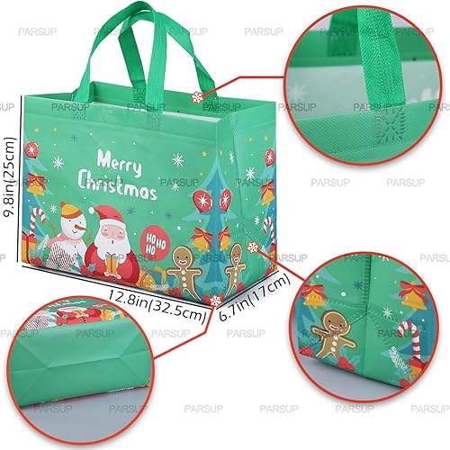 Miniatura 2 de PARSUP 16 bolsas de regalo de Navidad, bolsas de Navidad con asas, bolsas de regalo de Navidad, bolsas de Navidad multifuncionales no tejidas para