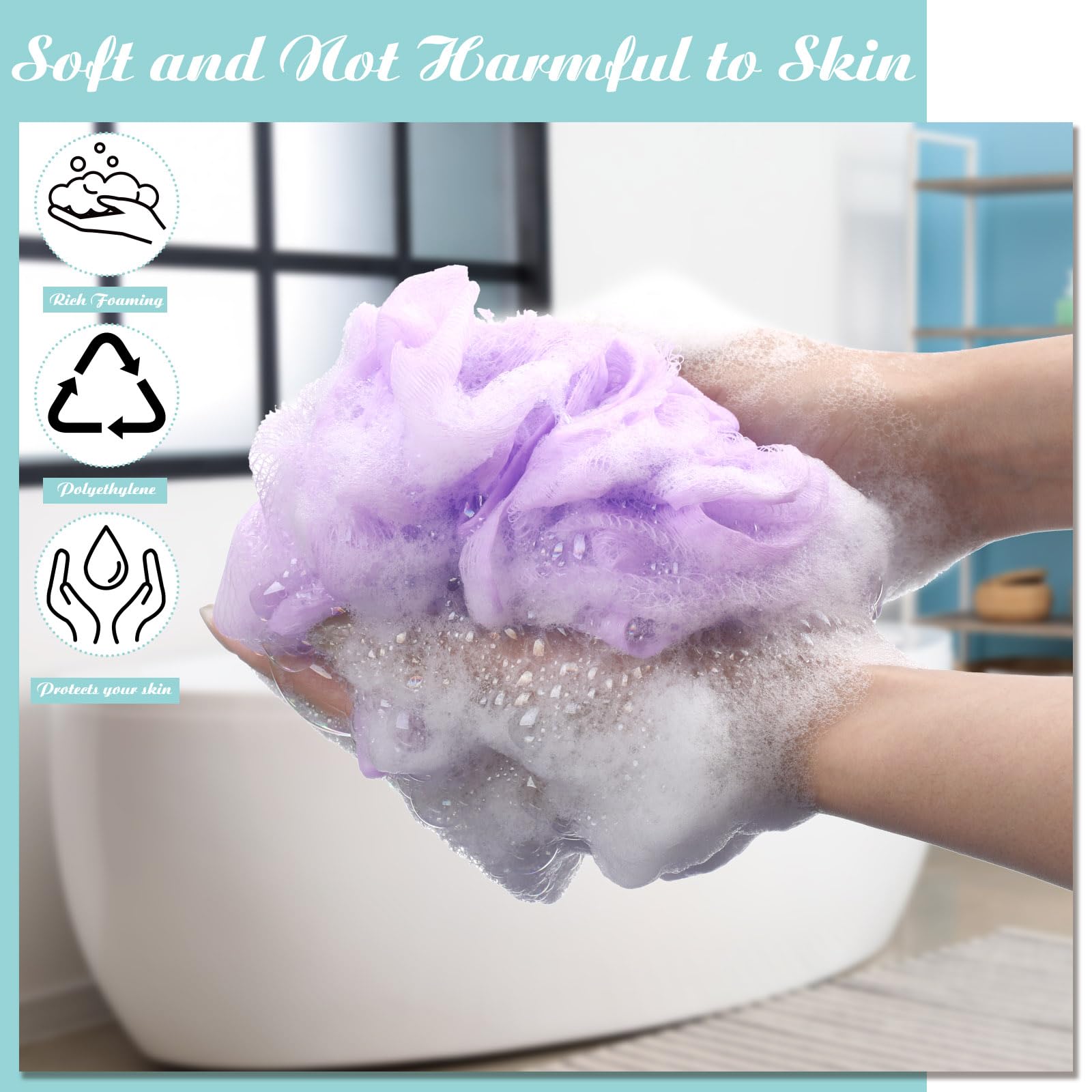 Nitial Esponjas de lufa para baño y ducha, 50 unidades, a granel, 60 g, esponjas, exfoliantes, suaves y coloridas, para hombres y mujeres (color fresco)