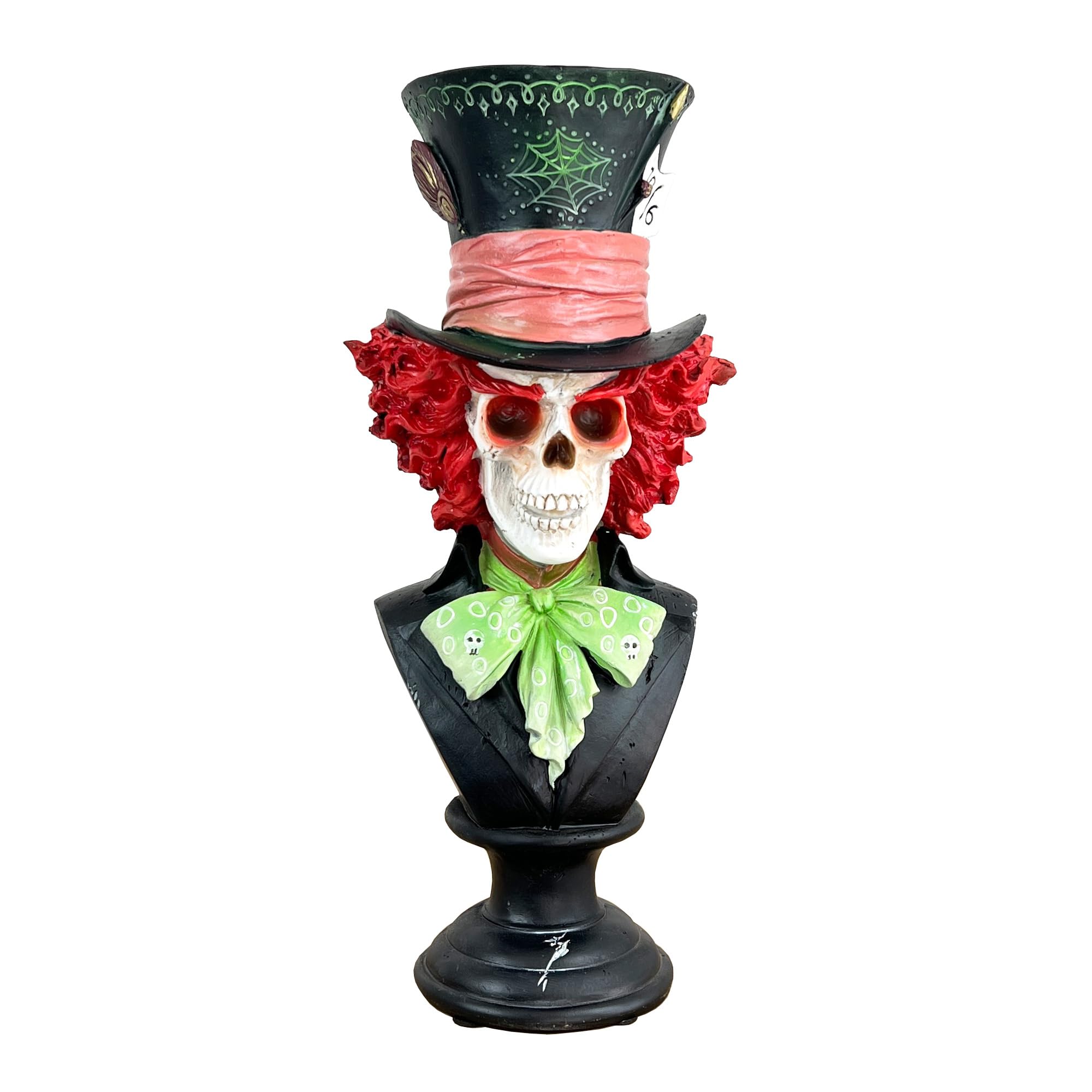 Alfie Francis 37.5cm Tall Skeleton in Top Hat Bust Large Gothic Ornament Sculpture Statue Home Decor Accessories Goth