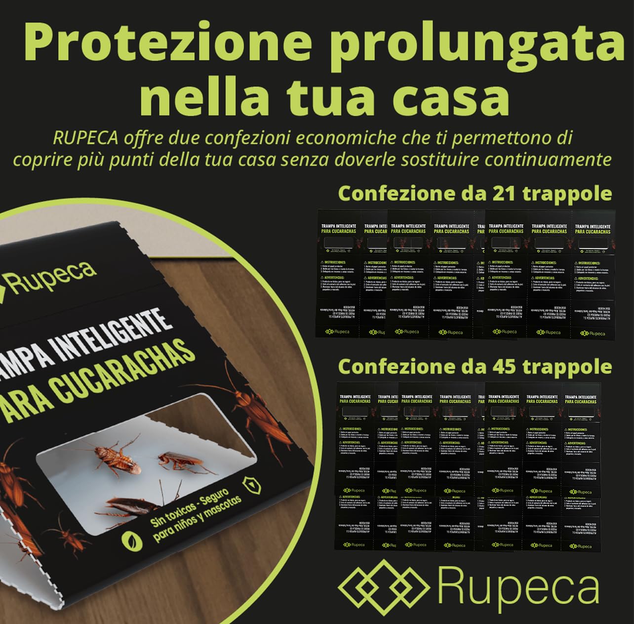 Trappole Scarafaggi Adesive 21 Pezzi Senza Tossici Trappola Blatte Interno Professionale Controllo Insetti Casa Cucina Bagno Sicuro Discreto Duraturo Alta Efficacia Senza Veleno Per Famiglia | RUPECA