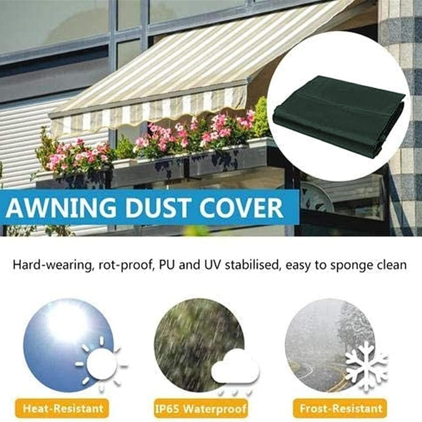 Schutzhülle Für Markisen Abdeckung, Markisenabdeckung Abdeckplane Schutzhülle Markisenschutzhülle Rain Canopy Storage Bag UV-Zelt Wasserdicht Und Staubdichte Abdeckung (5M/16.40ft,Grün)