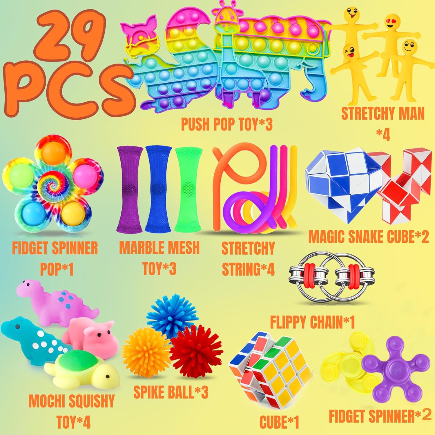 Lubibi 30 PCS Fidget Toys Pack,Fidget Sensory Toy Set,Push and Pop Bubble Sensory Fidget Toy,Poppit Jouet Anti Stress,Soulagement du Stress,pour fête d'enfant Cadeau de Noël,Cadeau Anniversaire Enfant