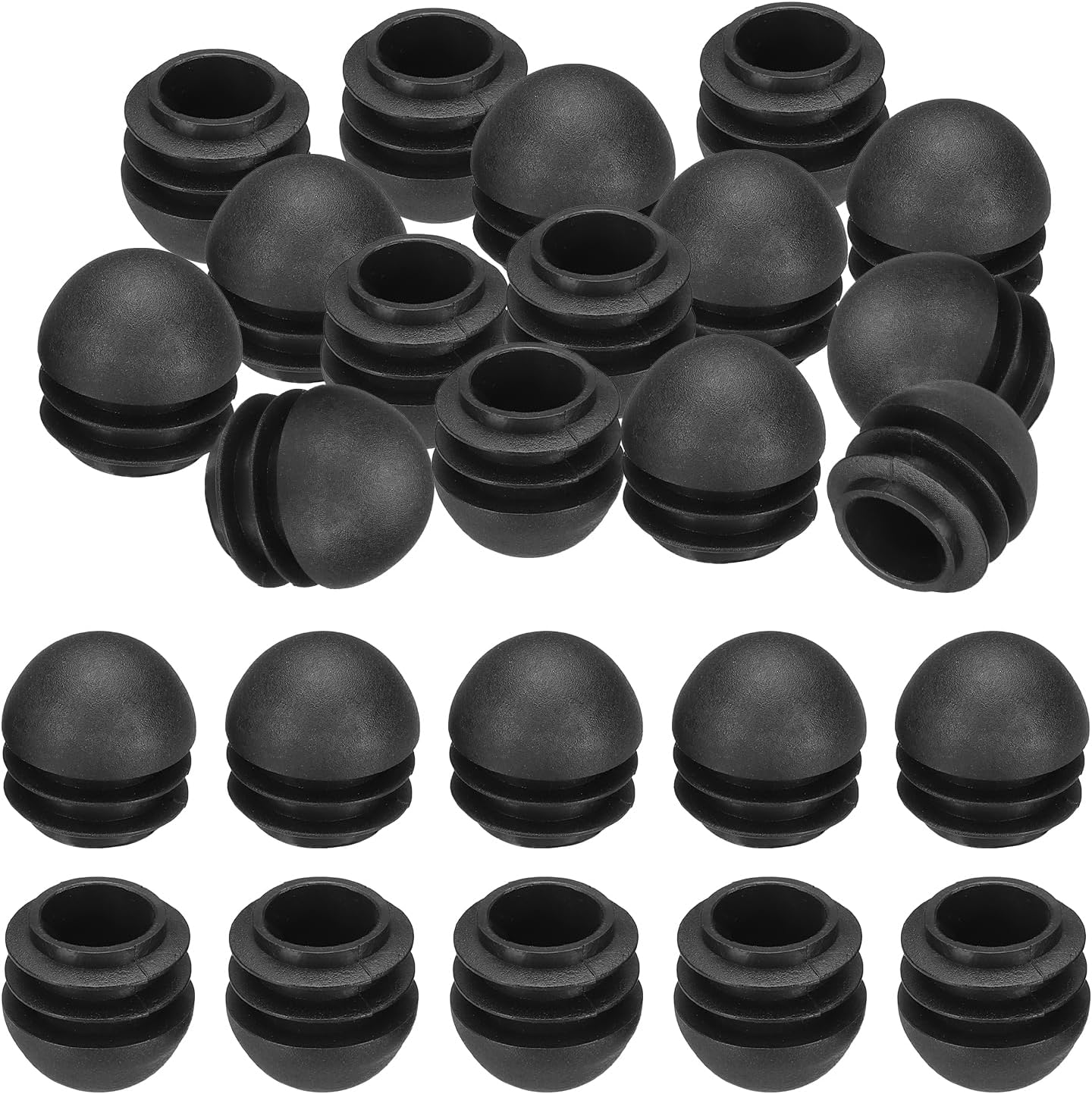 PATIKIL 3/4″ Plastic Tubing End Caps, 30Pcs Round Hole Plug Inserts for Round Iron Pipe Chair Leg Table Bookshelves Patio Furniture, Black