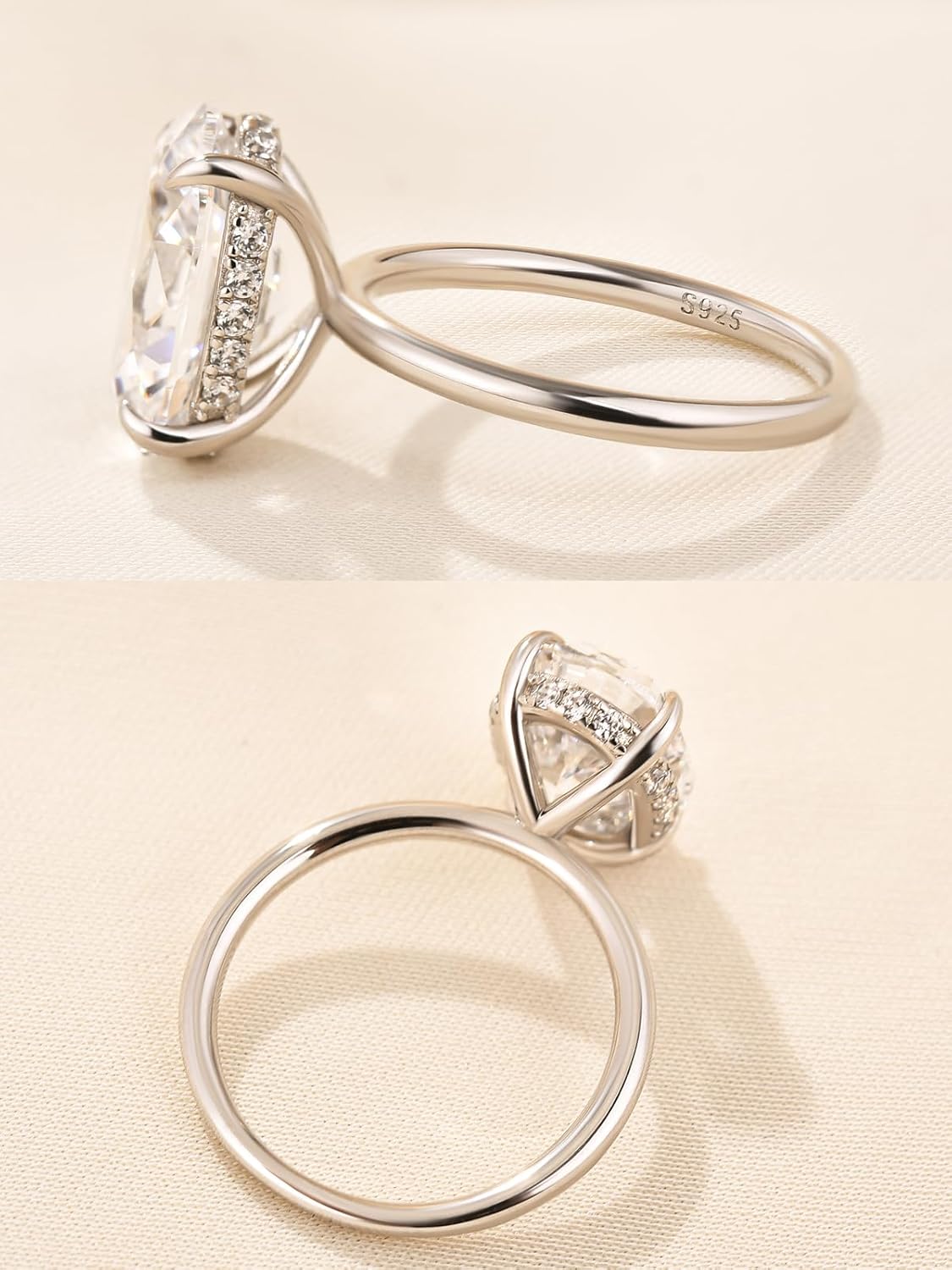 5CT Elongated Oval Cut Solitaire Engagement Ring for Women, Elegant S925 Silver 5A Grade CZ Promise Ring - Image 6