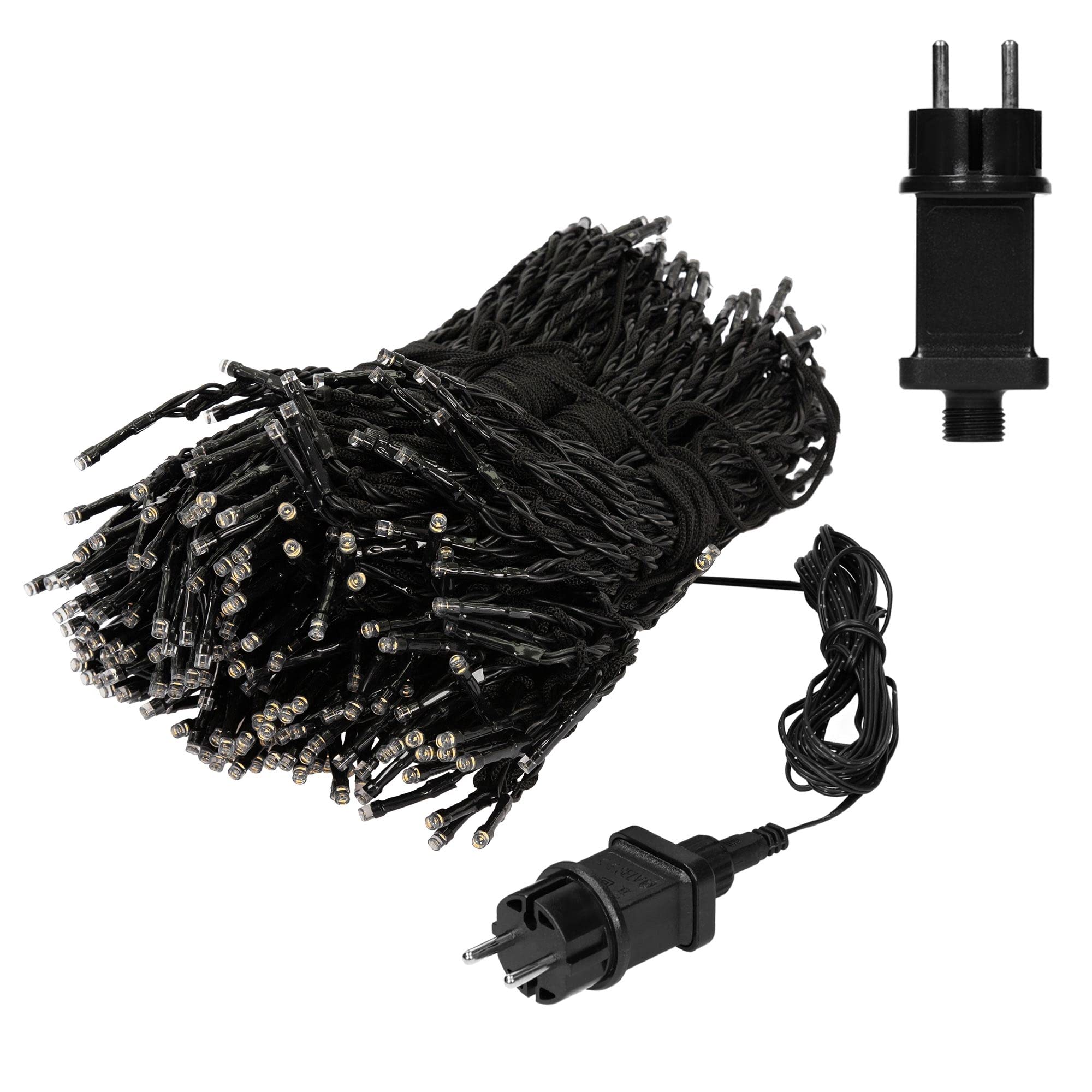 ECD Germany Fahnenmast Lichterkette, 10 Stränge à 8 Meter mit 360 LED in Warmweiß für Bäume, inkl. 10 Heringen und 10 Kabelbindern, Schwarz, IP44, Außen, Fahnenstangen Beleuchtung Außenbeleuchtung