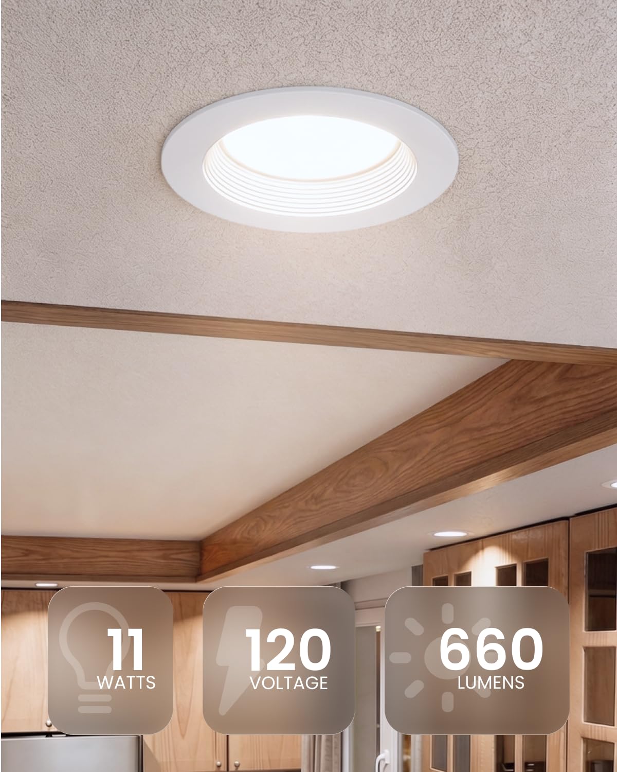 Sunco - Paquete de 12 luces LED empotrables de 4 pulgadas, iluminación de latas, 660 LM, 11 W (equivalente a 40 W), CCT seleccionable 2700K/3000K/4000K/5000K, regulable, embellecedor deflector, kit de