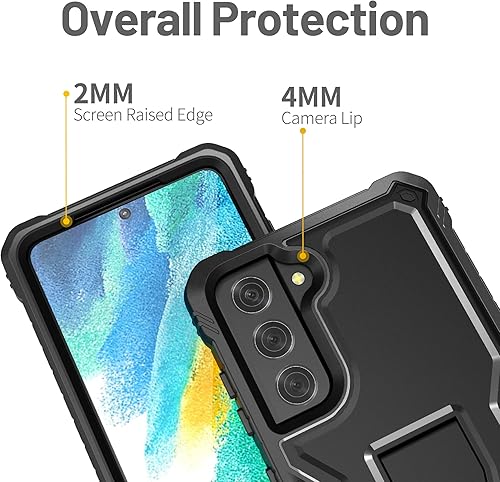 Miniatura 2 de FITO Funda para Samsung Galaxy S21 FE, doble capa a prueba de golpes resistente para teléfono Samsung S21 FE 5G con protector de pantalla, soporte