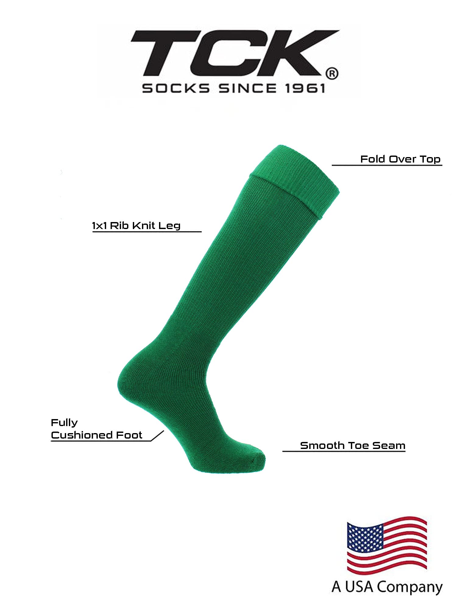 TCK- Calcetines de fútbol multideporte Tube MS (Kelly, XL)