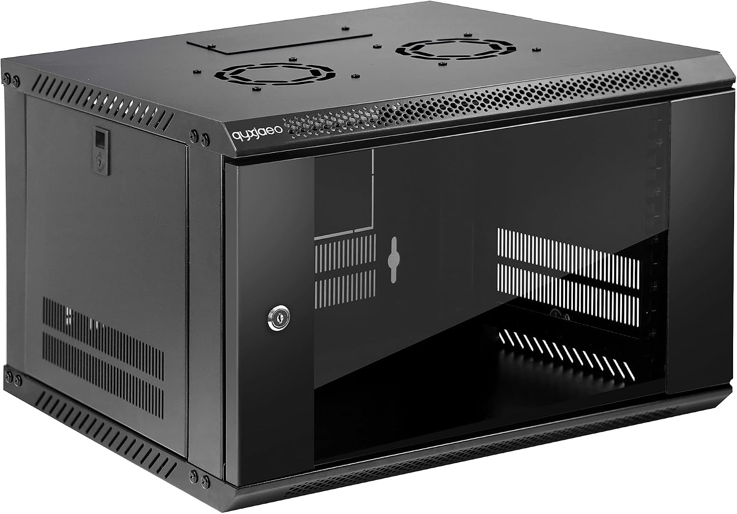 6U Wall Mount Server Rack Cabinet for 19'' IT Equipment, AV Device | 17.7 Inch Depth Network Cabinet Enclosure, Lockable Glass Door with Cooling Fan, Easy Install for Home Office Media Equipment