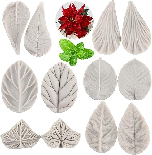 Sijiangmold Gumpaste - Molde de de silicona para vetas de hojas de fondant, molde de pasta de goma, molde de flores para decoración de pasteles,