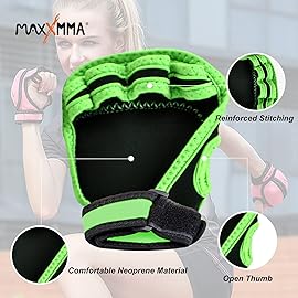 MaxxMMA Adjustable Weighted Gloves, 2 lb. Set - Removable Weight (2 x 0.5 lb. Each Glove) for Sculpting MMA Kickboxing Cardio Aerobics Hand Speed Coordination Shoulder Strength (Black)