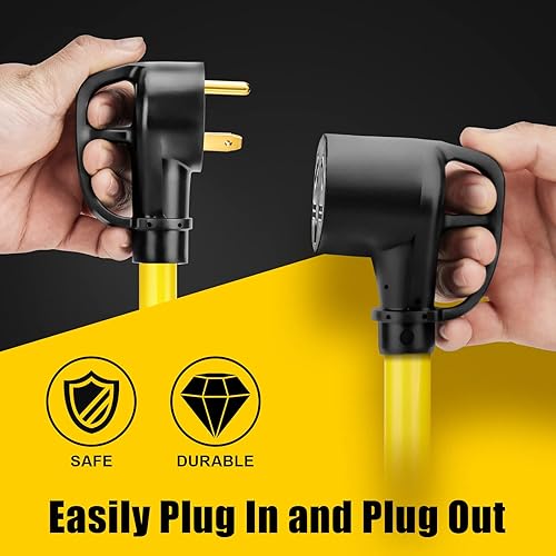 Miniatura 6 de Cable de extensión para caravana de 30 amperios y 15 pies, resistente calibre 10, 3 clavijas, 125 V, NEMA TT-30P a TT-30R, cable de alimentación