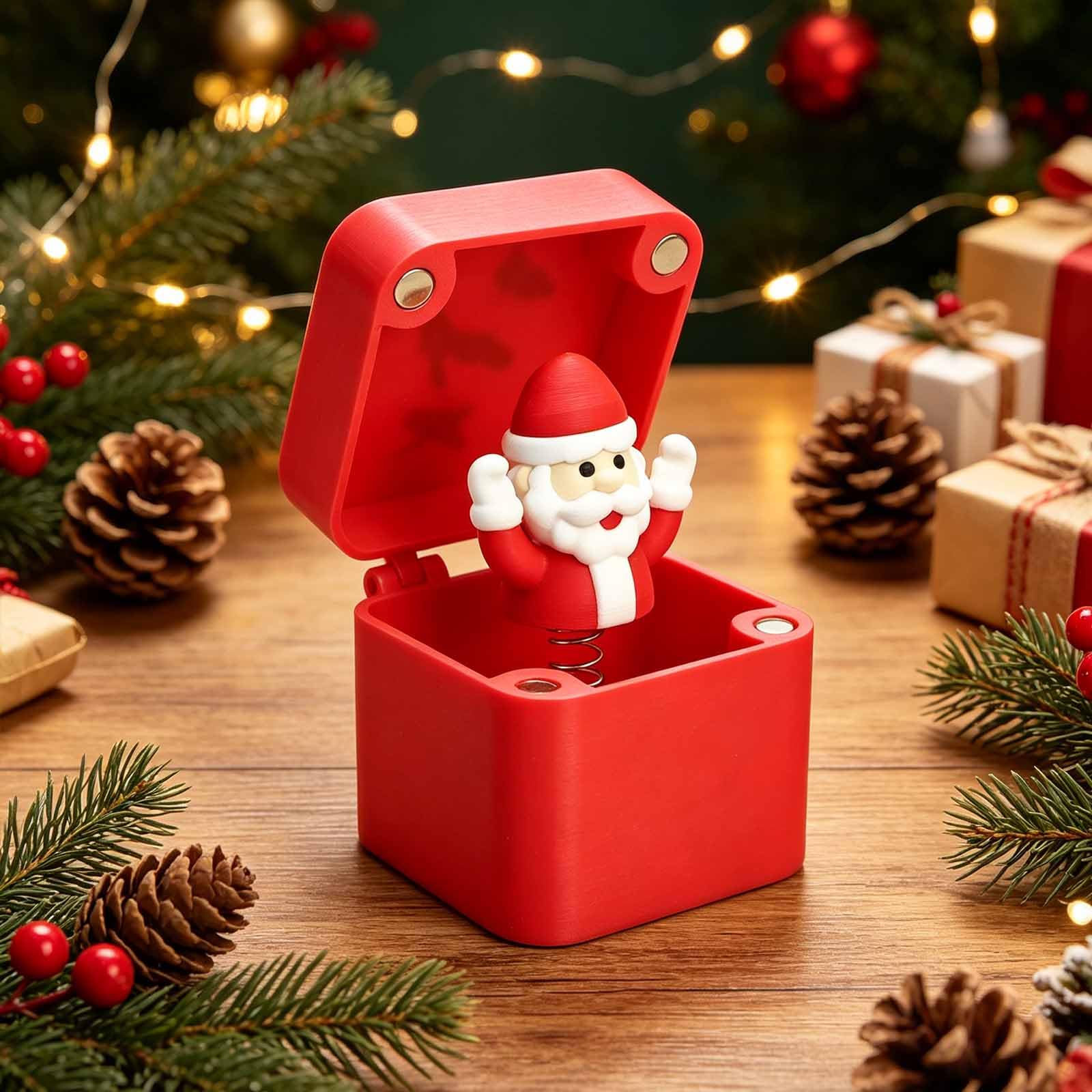 Weihnachts-Überraschungsbox, 3D-gedrucktes Pop-Up-Gag-Geschenk, 4 Stück