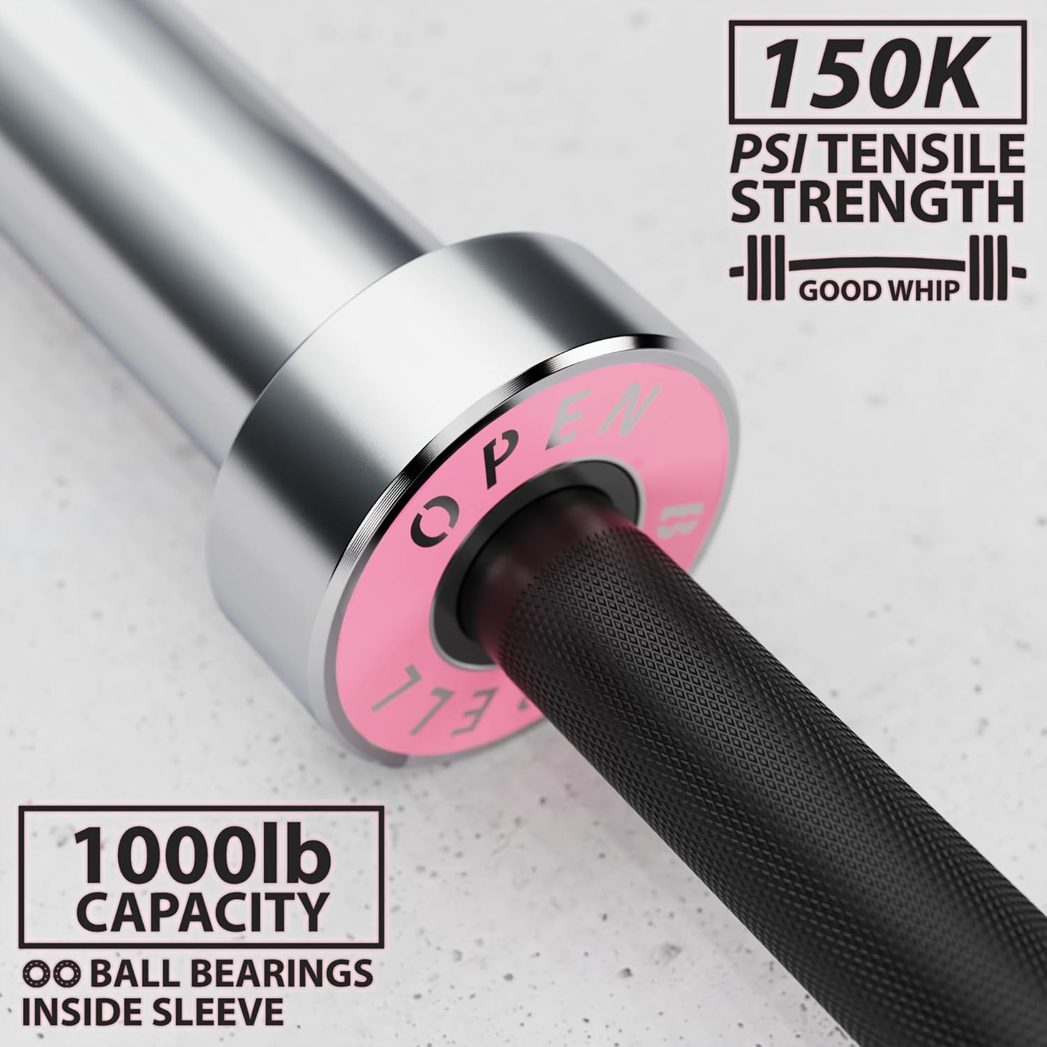 Synergee Open 15kg and 20kg Black Phosphate and Chrome Olympic Barbell. Rated 1000lbs for Weightlifting and Powerlifting.