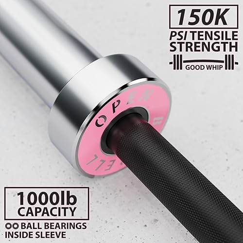 Miniatura 10 de Synergee Barra olímpica abierta de 33.1 lbs y 44.1 lbs de fosfato negro y cromado. Calificación de 1000 libras para levantamiento de pesas y
