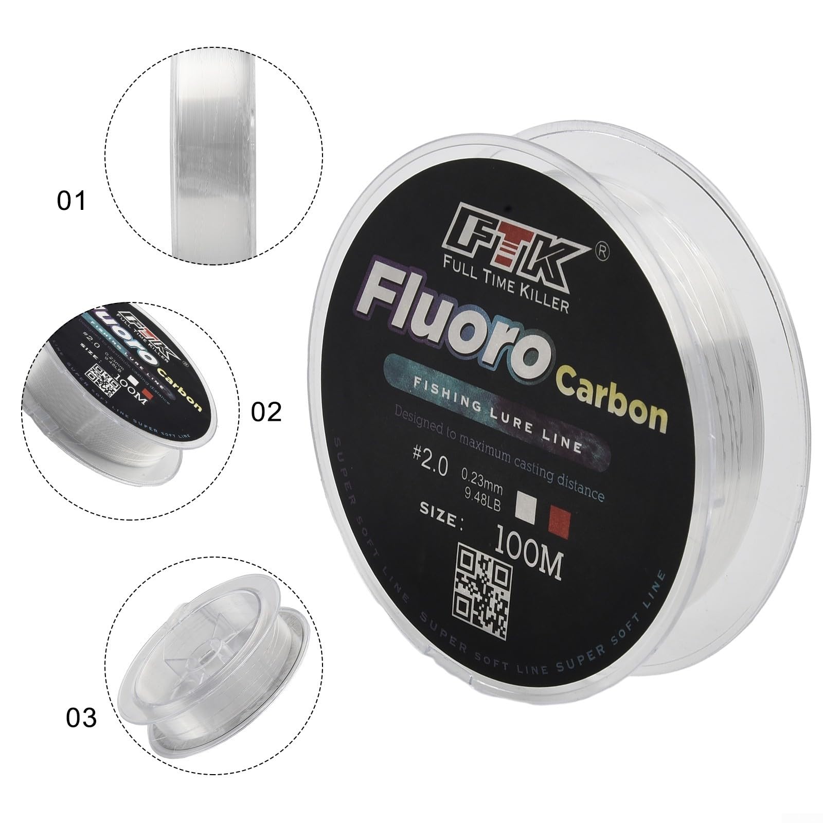 Línea de pesca de fluorocarbono de 100 m para pesca con señuelos con alta densidad, baja refracción de luz e integridad