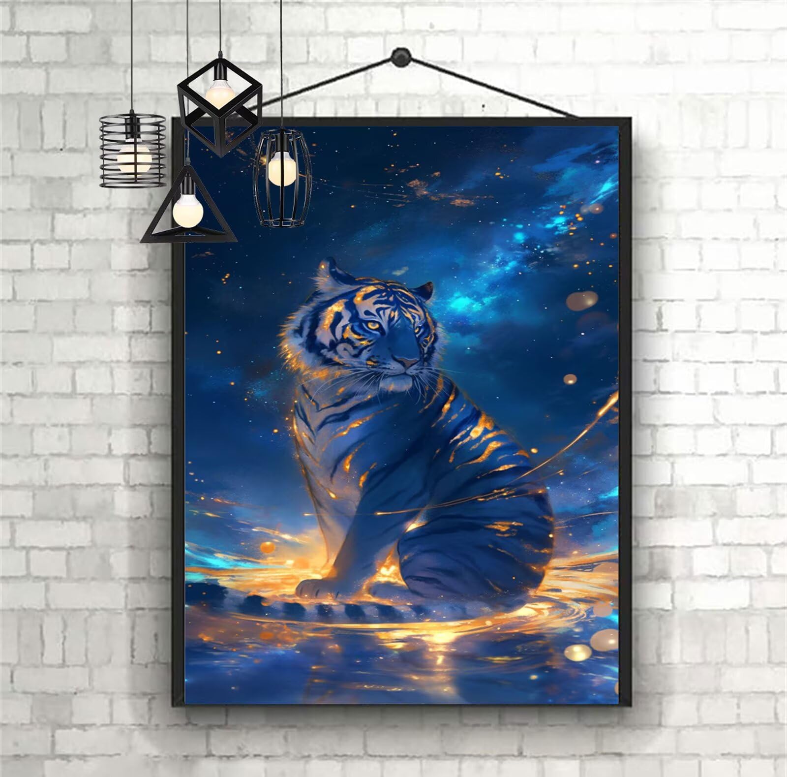 Malarstwo diamentowe, tygrys, obraz dla dzieci, gwiaździste niebo 2025, obraz diamentowy 60 x 90 cm, kryształ do haftu krzyżykowego, obrazy do majsterkowania, dla dziewczynek 8 lat, zestaw do