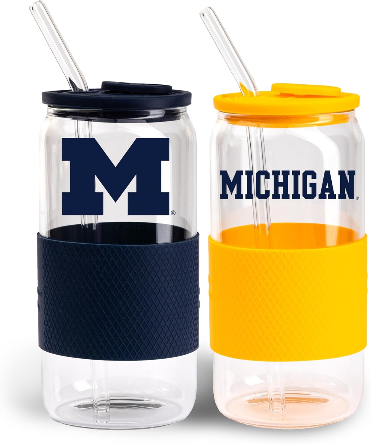 The Memory Company | Licensed NCAA 2-Pack Glasses with Silicone Grip and Lid