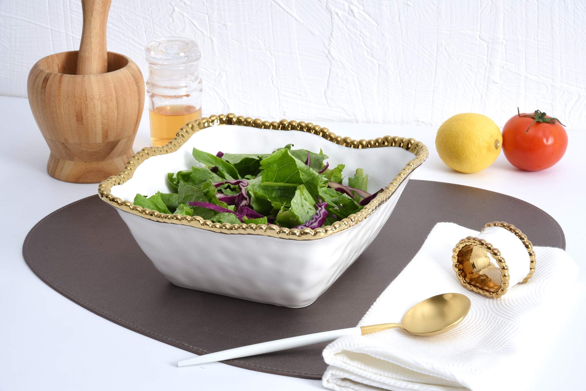 Ensaladera cuadrada mediana de porcelana Golden Salerno 4