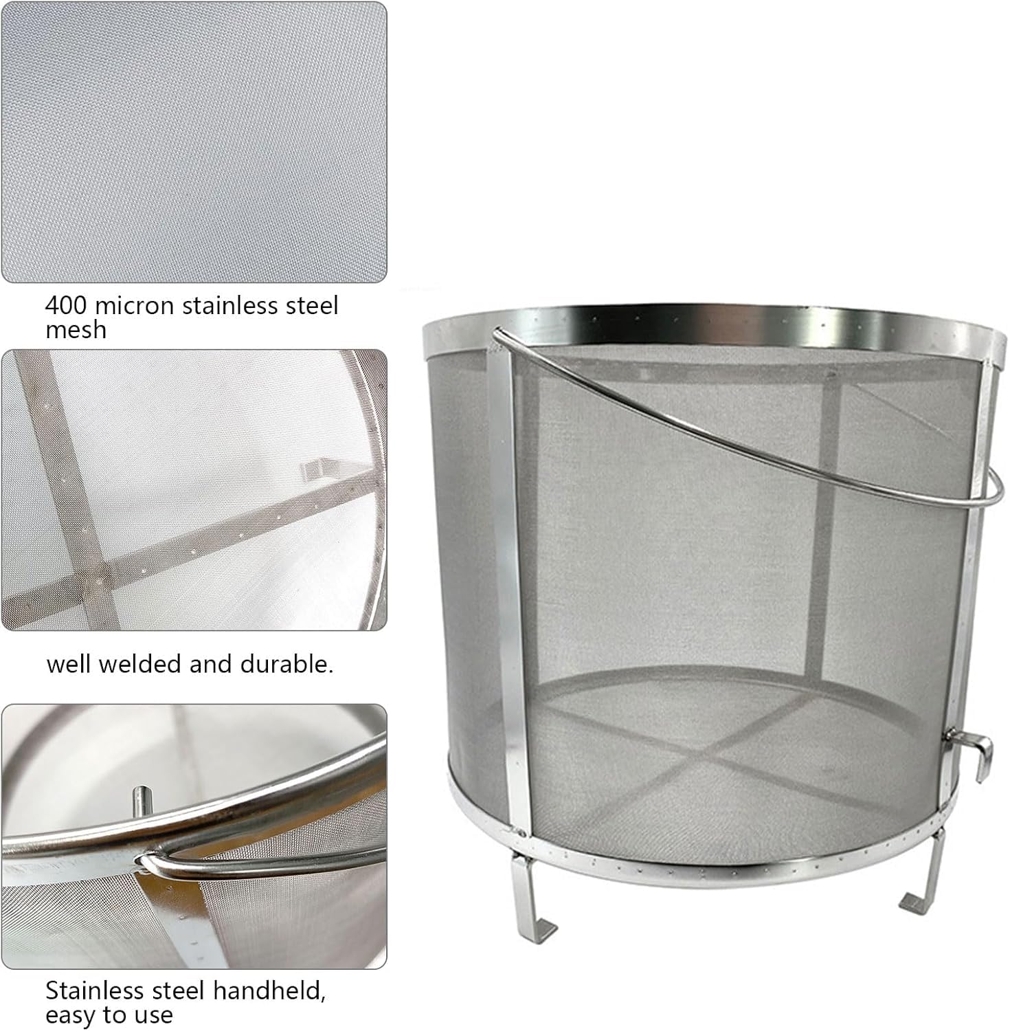 Wein- Und Bier-trockenhopfenfilter, 300 Mikron, Edelstahl 304, Für Selbstgebrautes Wein, Bier Und Tee (kesselbrühfilter) 33 * 33cm