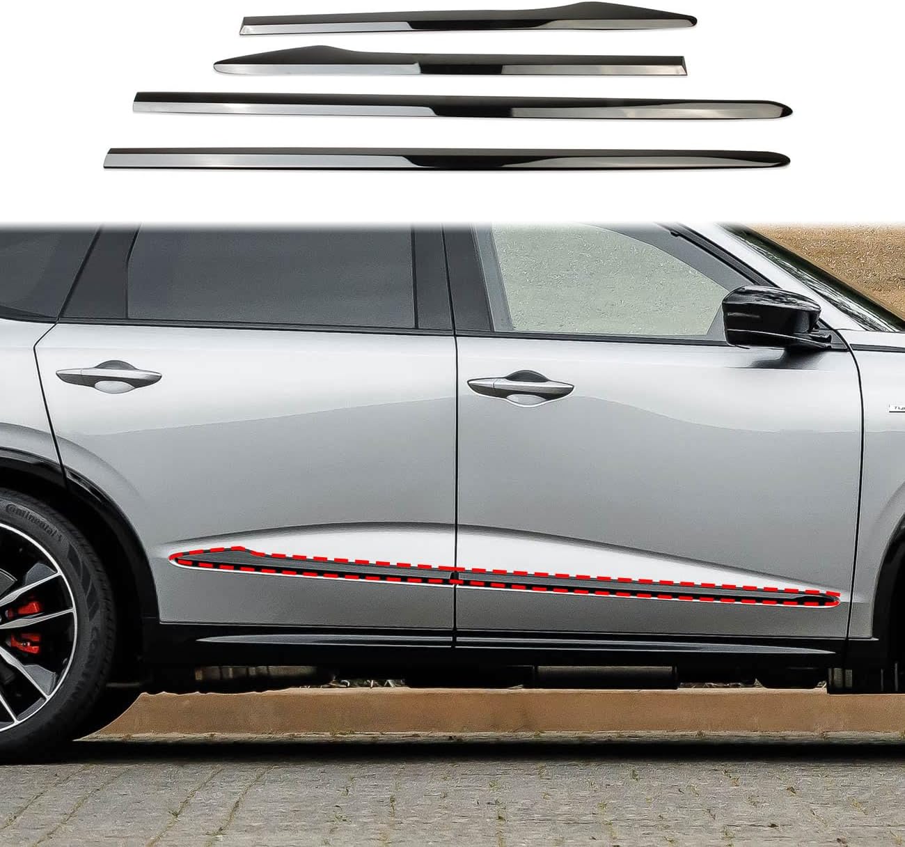 crosselec Glossy Black Door Panel Trim Strip Cover Acessories for 2022-2025 Acura MDX